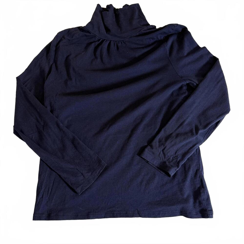 TALBOTS Navy Blue Light weight Turtleneck Cotton/Modal XL Petite Pleated Neck‎